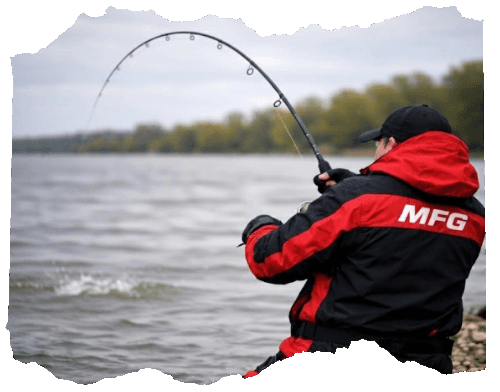 Light tackle angler fighting a large fish.