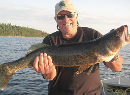 Fisherman holding trophy Ontario walleye.